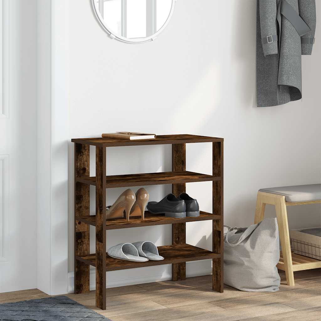 skoreol 61x32x70 cm konstrueret træ røget egetræsfarve