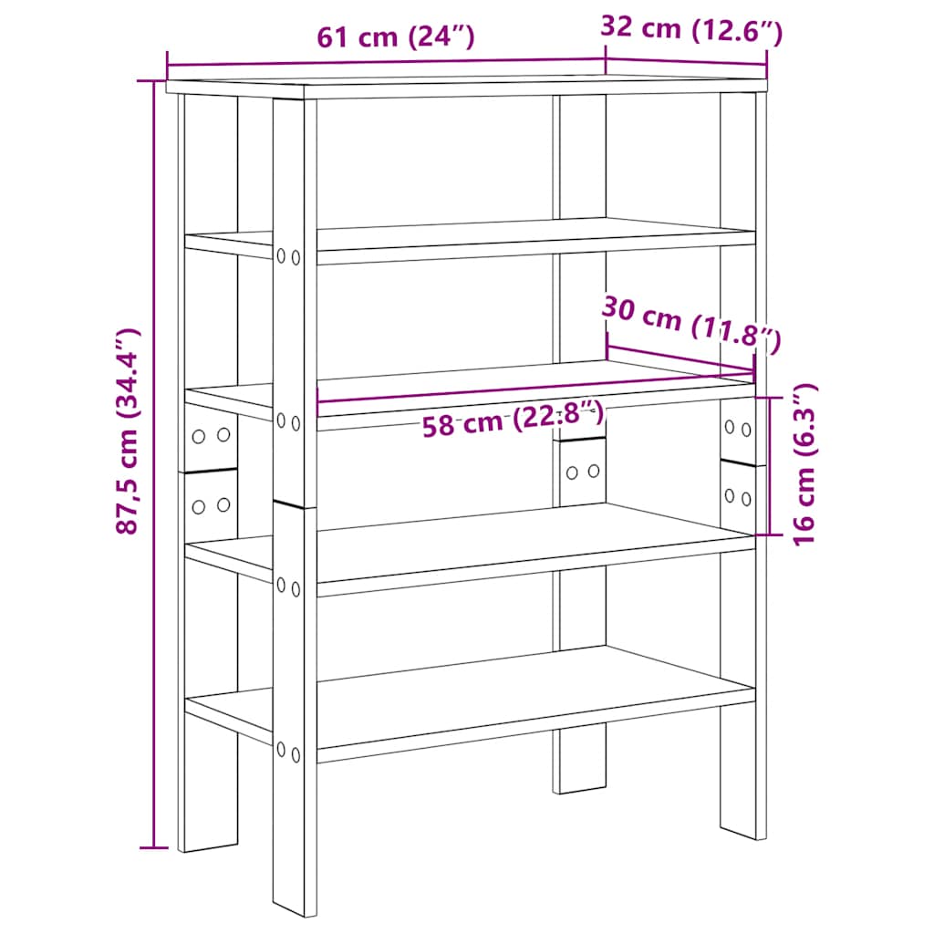 skostativ 61x32x87,5 cm konstrueret træ sort