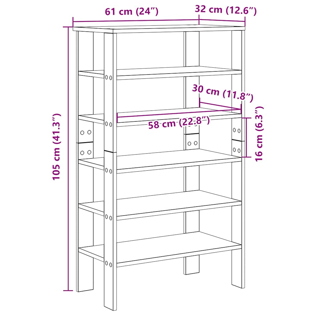 skoreol 61x32x105 cm konstrueret træ sonoma-eg