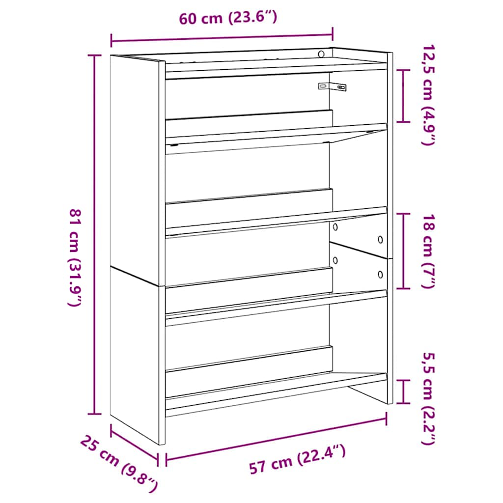 skoreol 60x25x81 cm konstrueret træ kunsteg