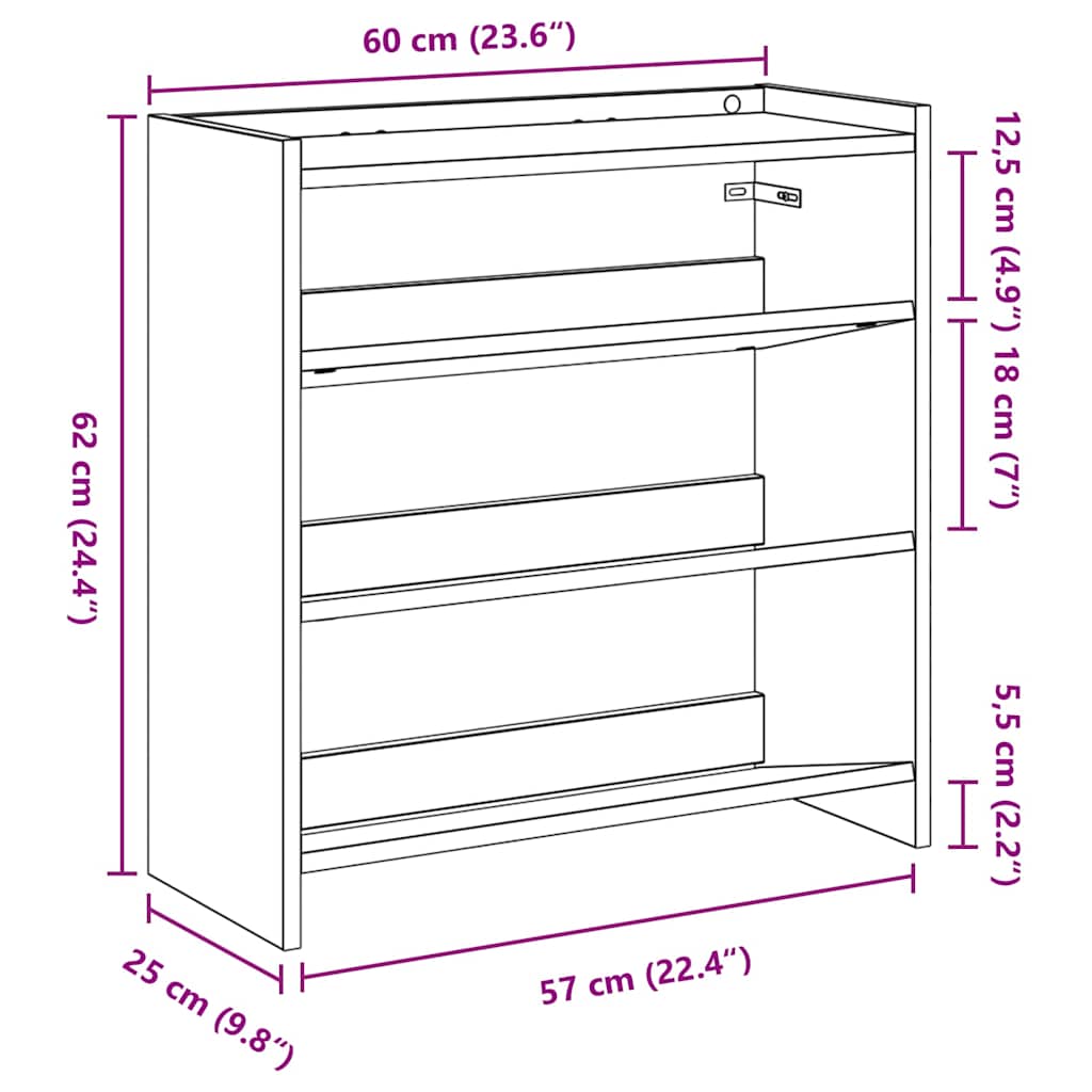 skoreol 60x25x62 cm konstrueret træ betongrå