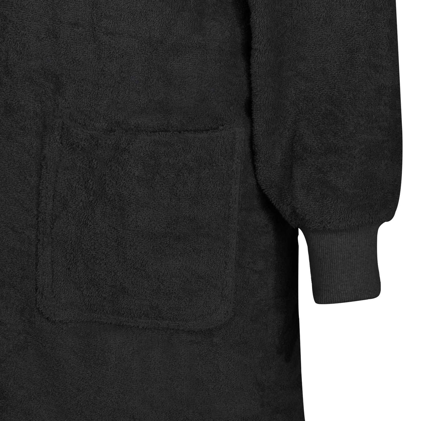 Tæppe-hoodie KINN Sort XL Bomuld