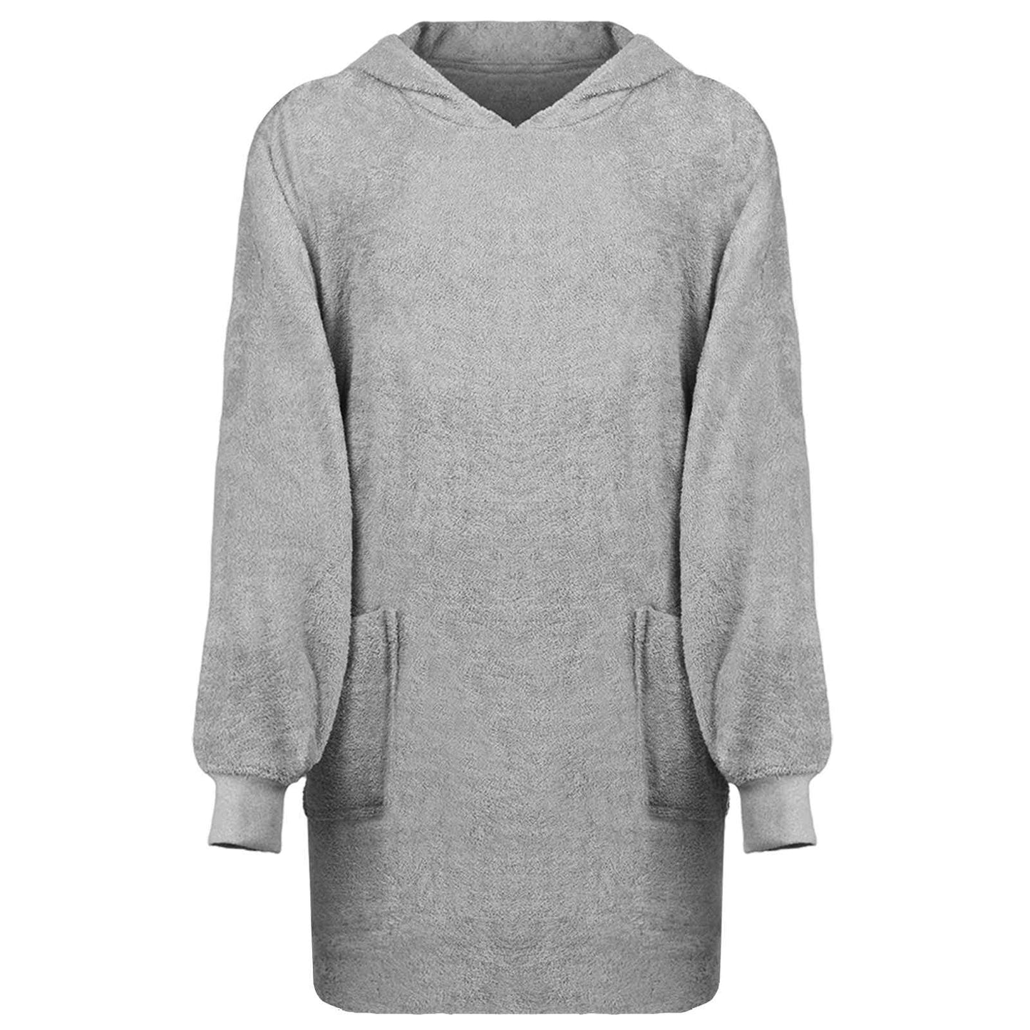 Tæppe-hoodie KINN Grå L Bomuld