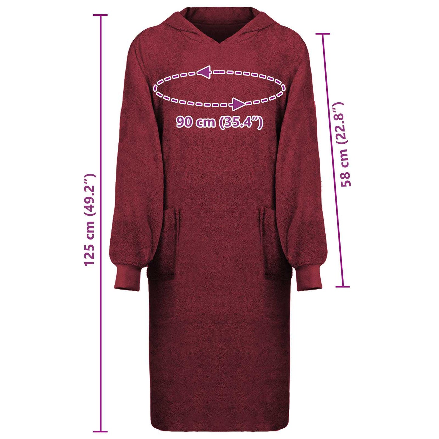 Tæppe-hoodie KINN Rød XL Bomuld