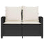2-personers sofa med hynder og bord polyrattan sort