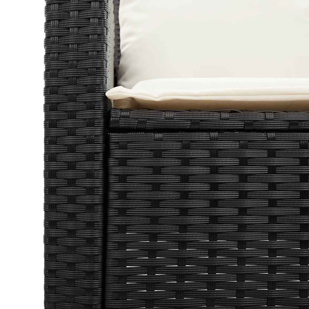 2-personers sofa med hynder og bord polyrattan sort