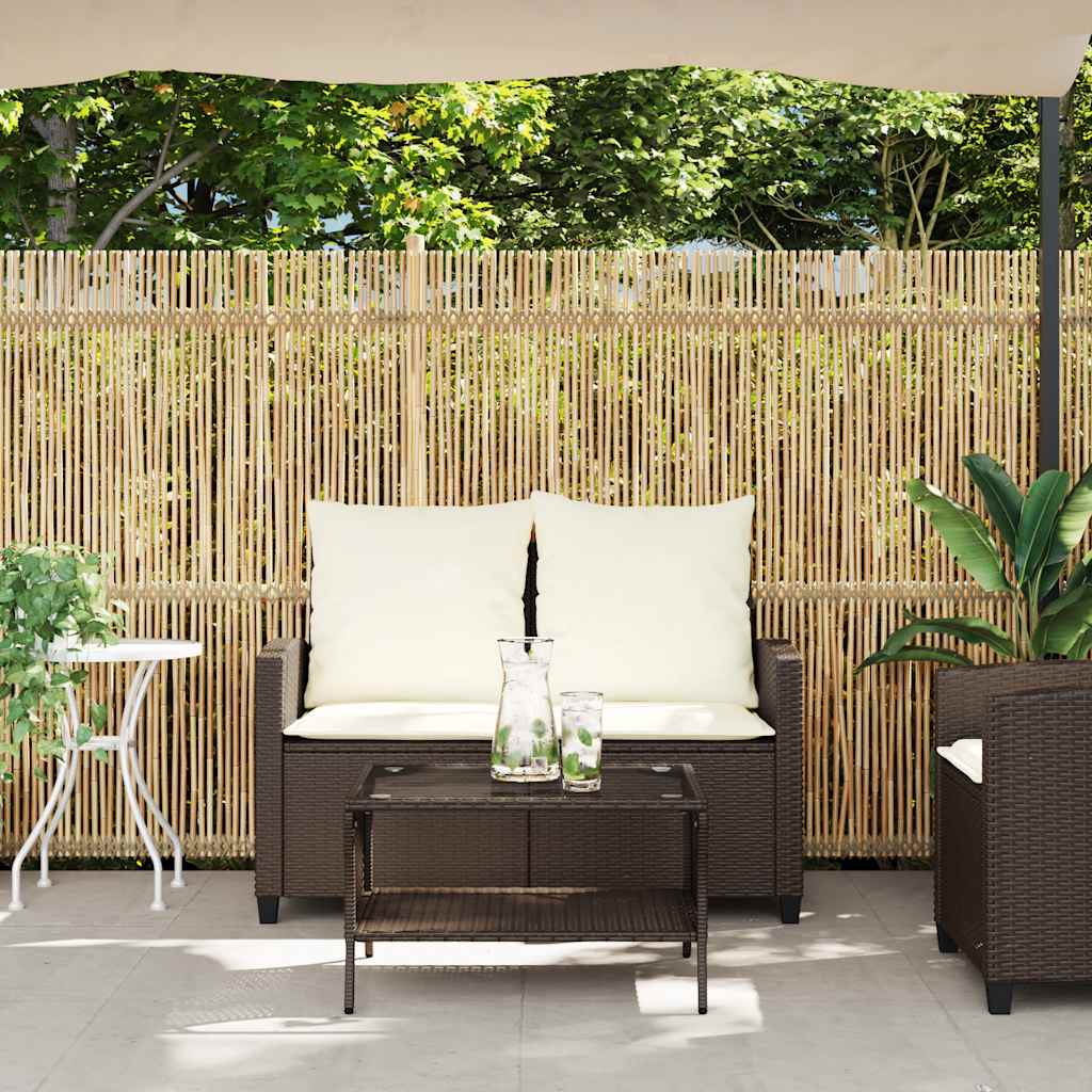 2-personers sofa med hynder og bord polyrattan brun