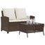 2-personers sofa med hynder og bord polyrattan brun