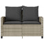 2-personers sofa med hynder og bord polyrattan lysegrå