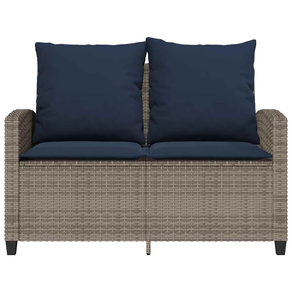 2-personers sofa med hynder og bord polyrattan grå