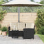 havesofa med bord og hynder L-formet polyrattan sort