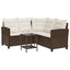 havesofa med bord og hynder L-formet polyrattan brun