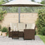 havesofa med bord og hynder L-formet polyrattan brun