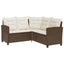 havesofa med bord og hynder L-formet polyrattan brun