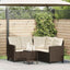 havesofa med bord og hynder L-formet polyrattan brun