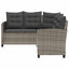 havesofa med bord og hynder L-formet polyrattan grå