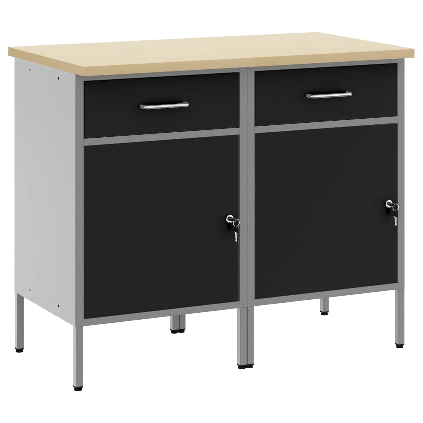 Arbejdsskab med skuffe 2 pcs Sort og grå 100 x 55 x 85 cm