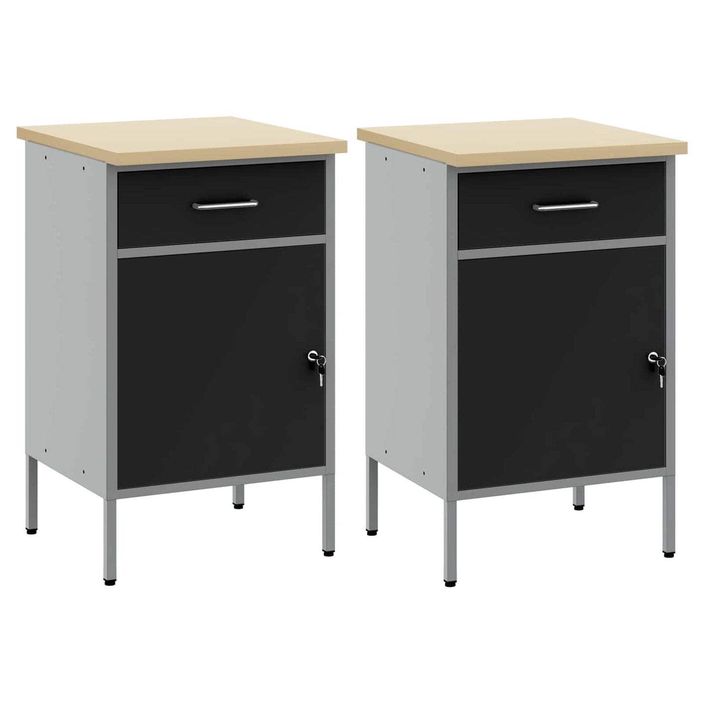 Arbejdsskab med skuffe 2 pcs Sort og grå 100 x 55 x 85 cm