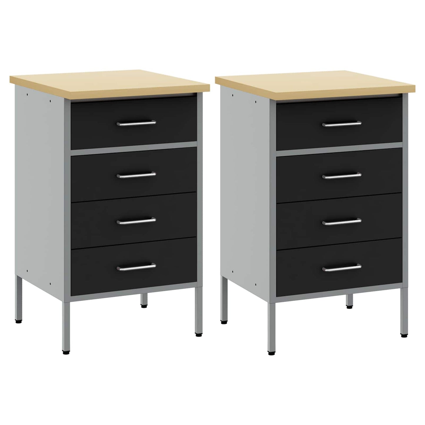 Arbejdsskab med skuffe 2 pcs Sort og grå 100 x 55 x 85 cm