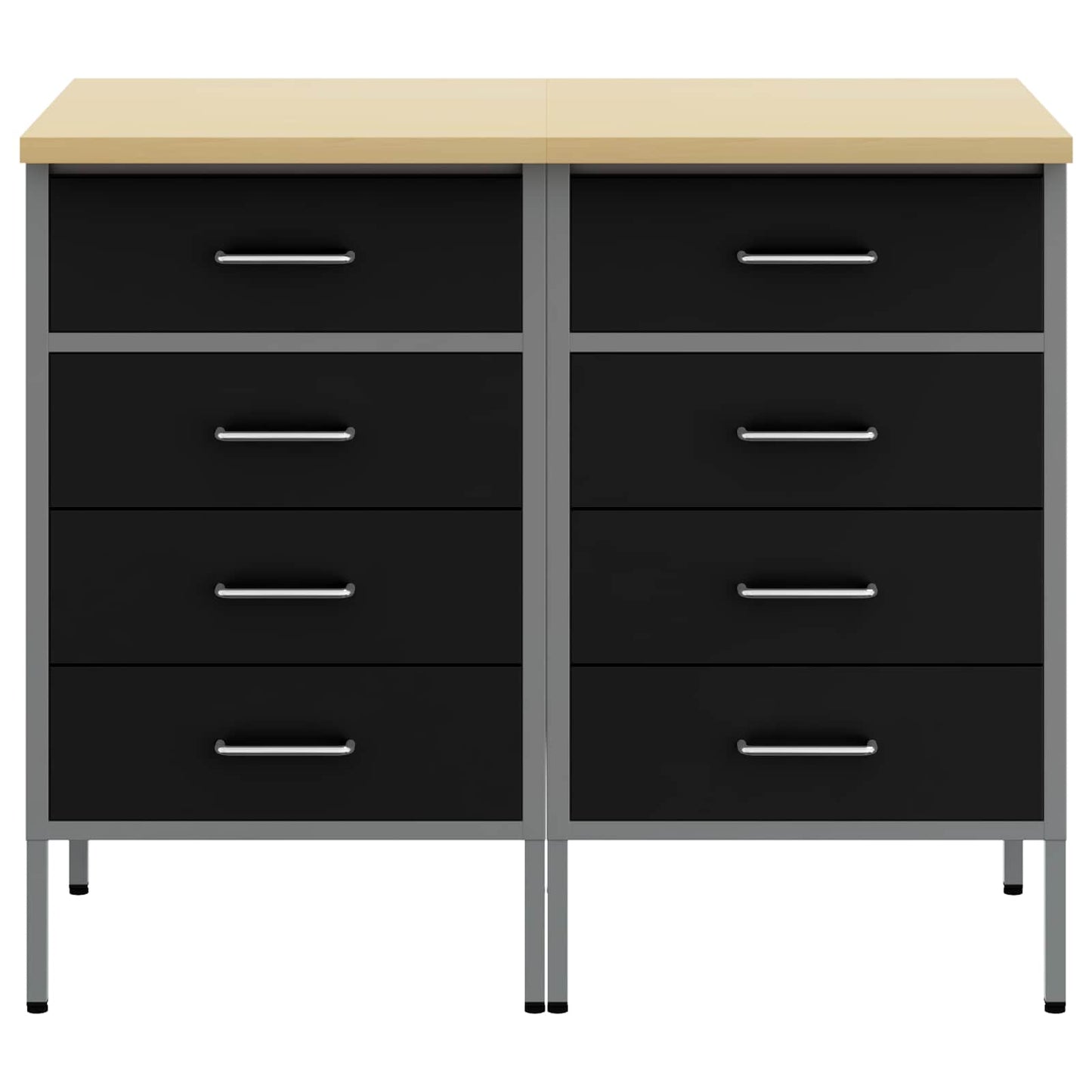 Arbejdsskab med skuffe 2 pcs Sort og grå 100 x 55 x 85 cm