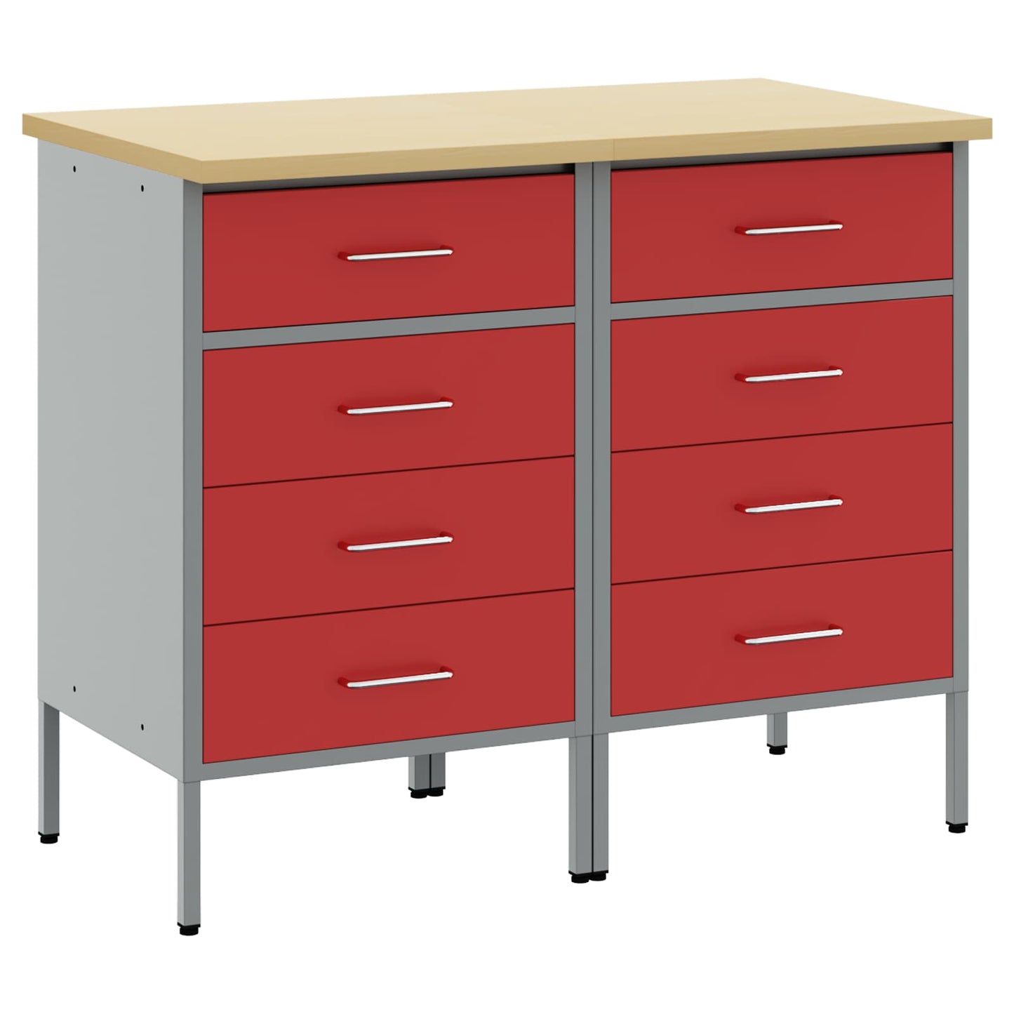 Arbejdsskab med skuffe 2 pcs Rød og Grå 100 x 55 x 85 cm