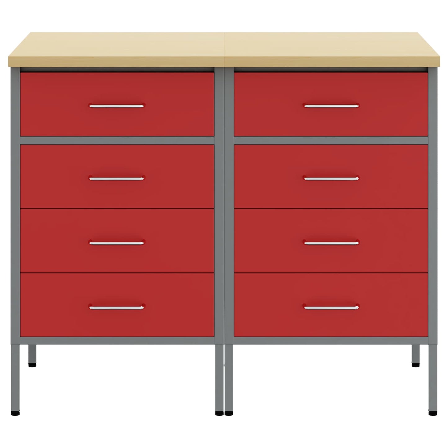 Arbejdsskab med skuffe 2 pcs Rød og Grå 100 x 55 x 85 cm
