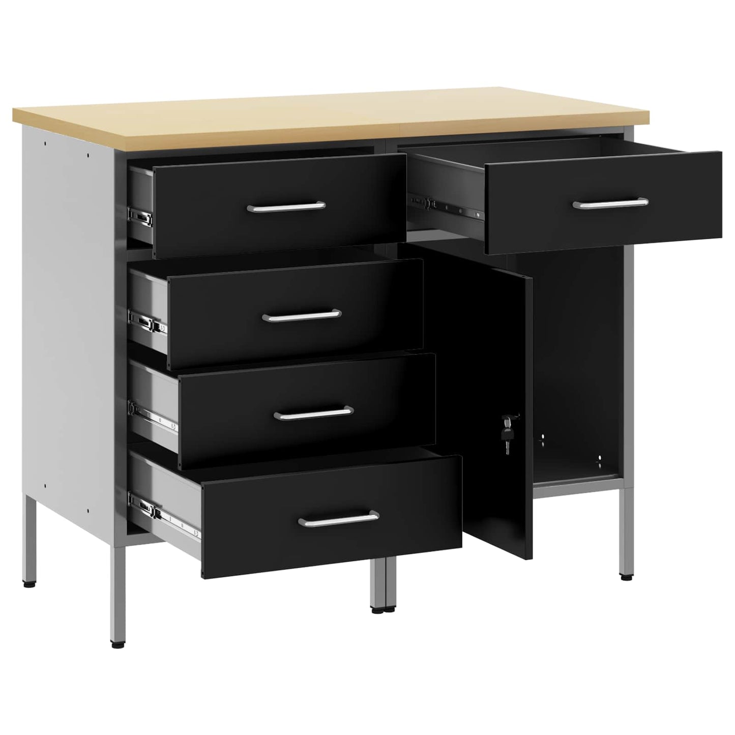 Arbejdsskab med skuffe 2 pcs Sort og grå 100 x 55 x 85 cm