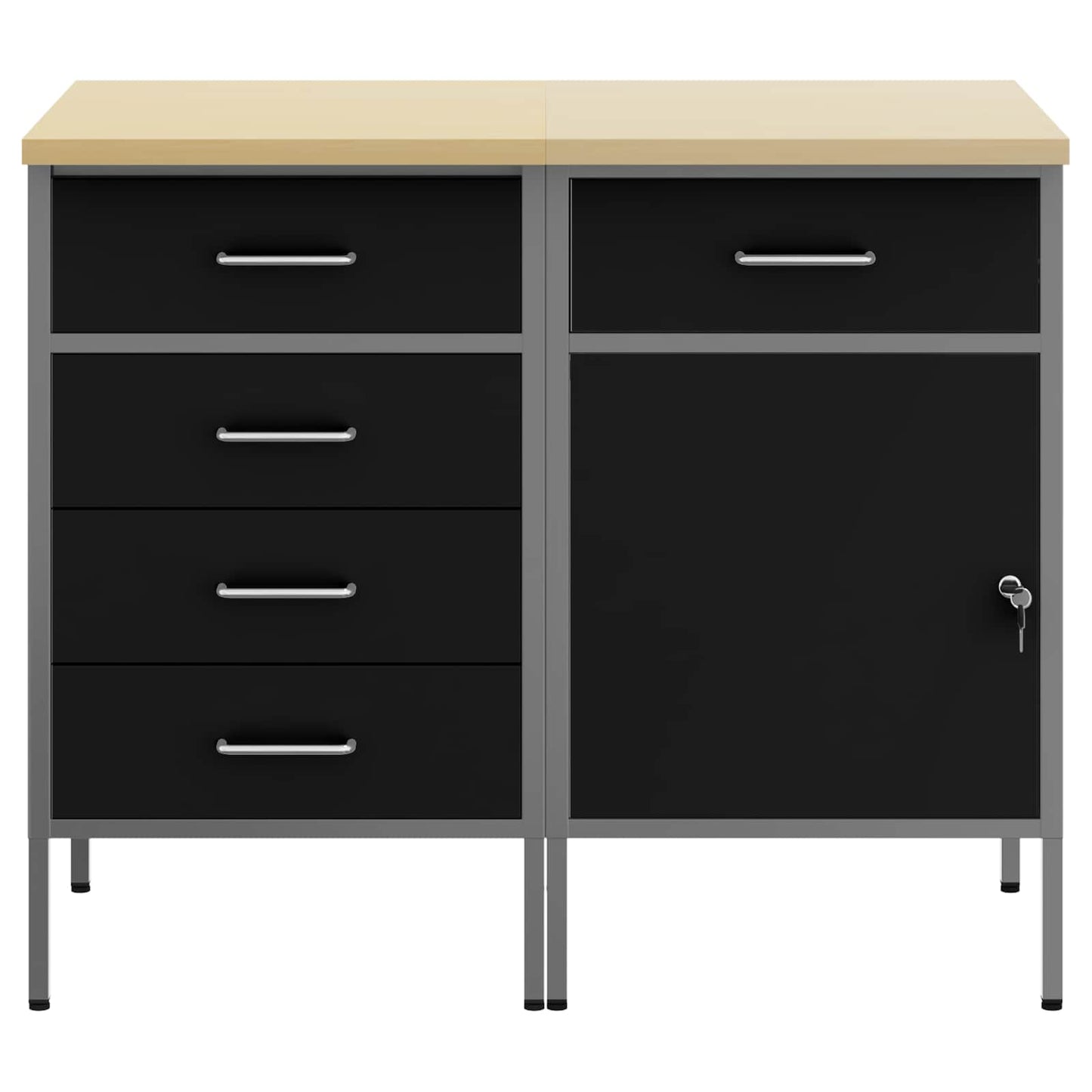 Arbejdsskab med skuffe 2 pcs Sort og grå 100 x 55 x 85 cm