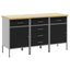 Arbejdsskab med skuffe 3 pcs Sort og grå 150 x 55 x 85 cm