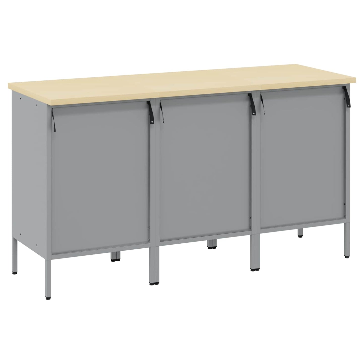 Arbejdsskab med skuffe 3 pcs Sort og grå 150 x 55 x 85 cm
