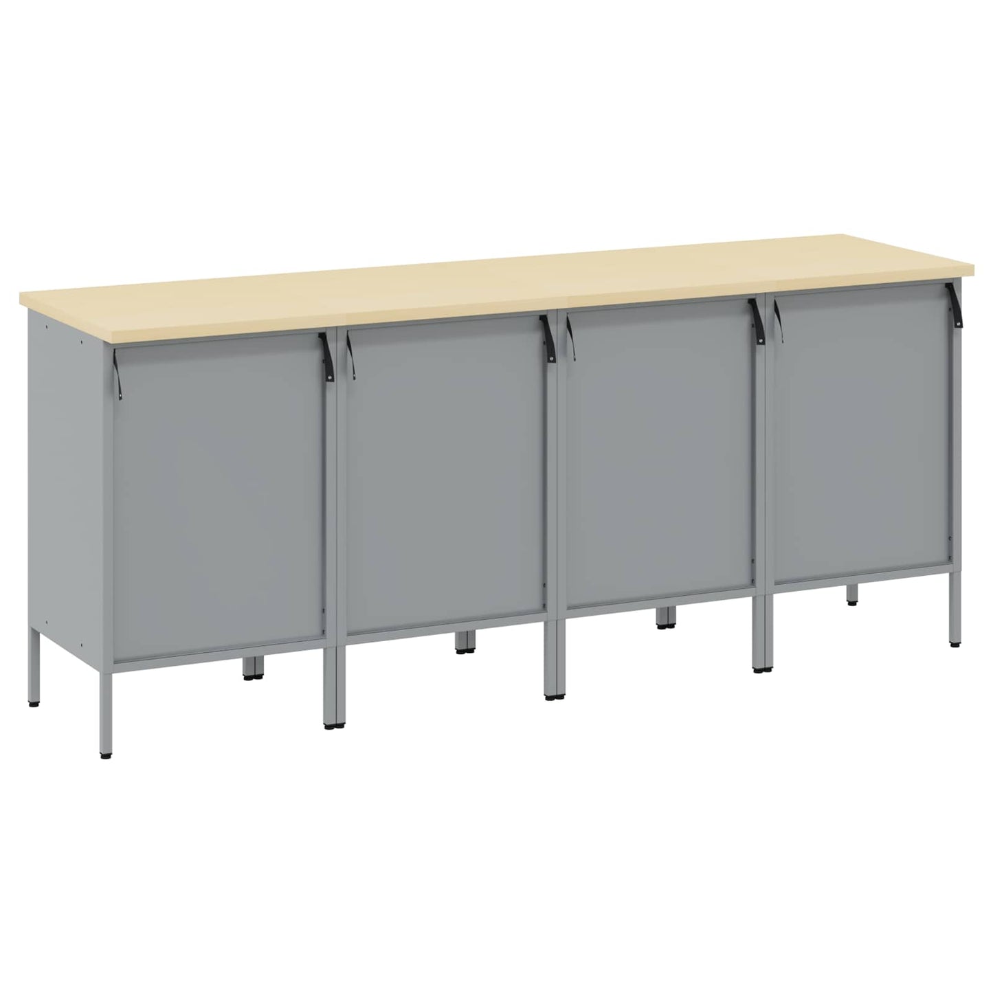 Arbejdsskab med skuffe 4 pcs Sort og grå 200 x 55 x 85 cm
