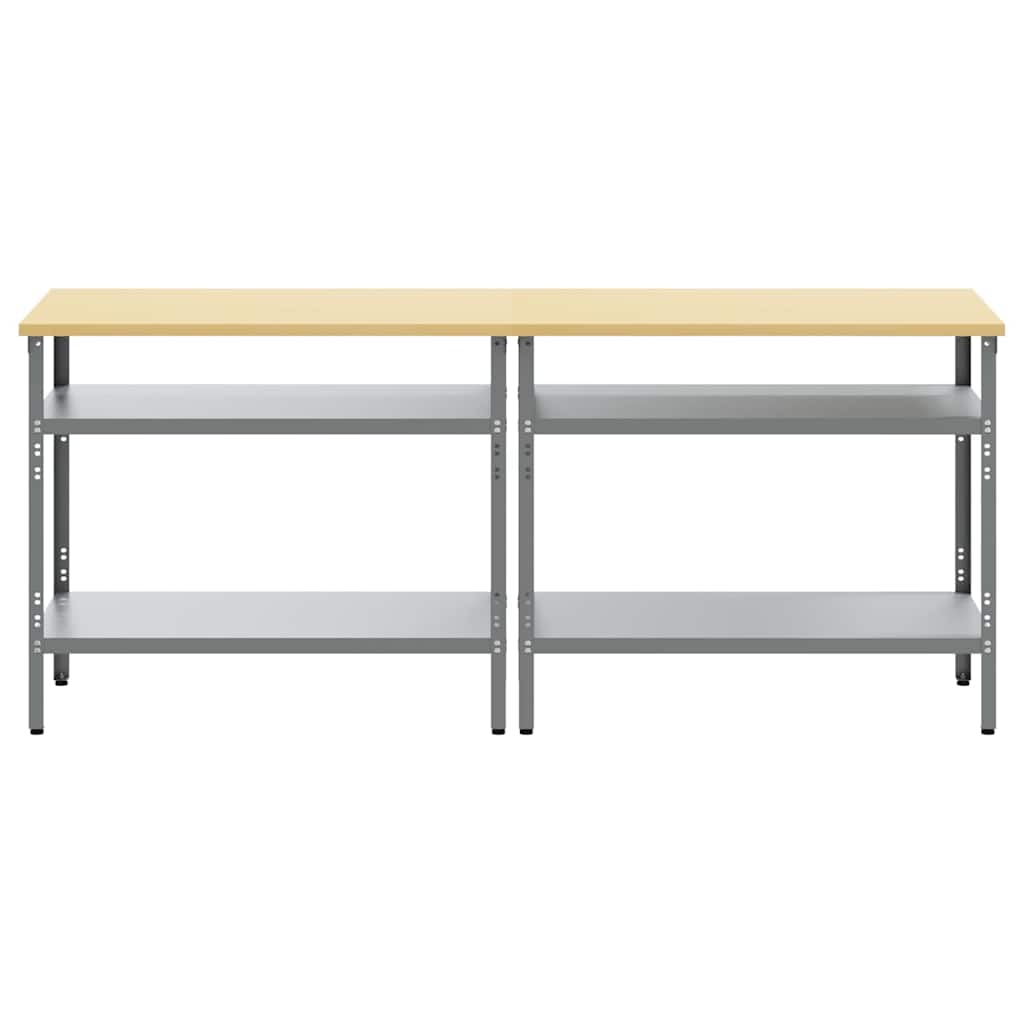 Arbejdsbænk sæt med hylde 2 pcs Beige og grå 200 x 55 x 85 cm