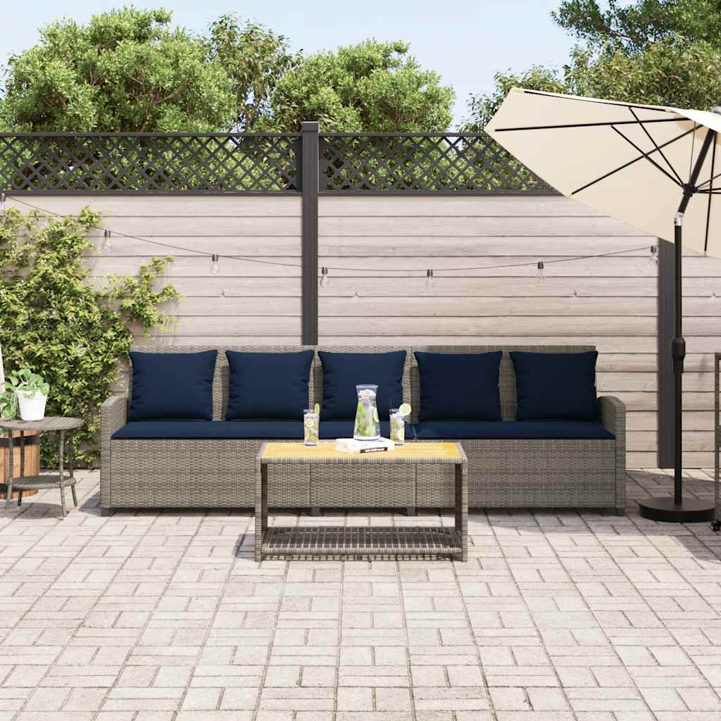 5-personers havesofa med hynder polyrattan grå