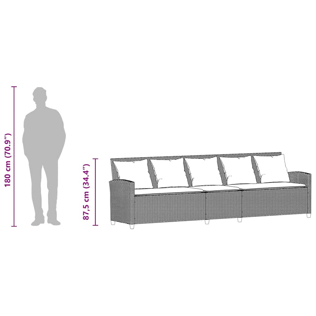 5-personers havesofa med hynder polyrattan grå