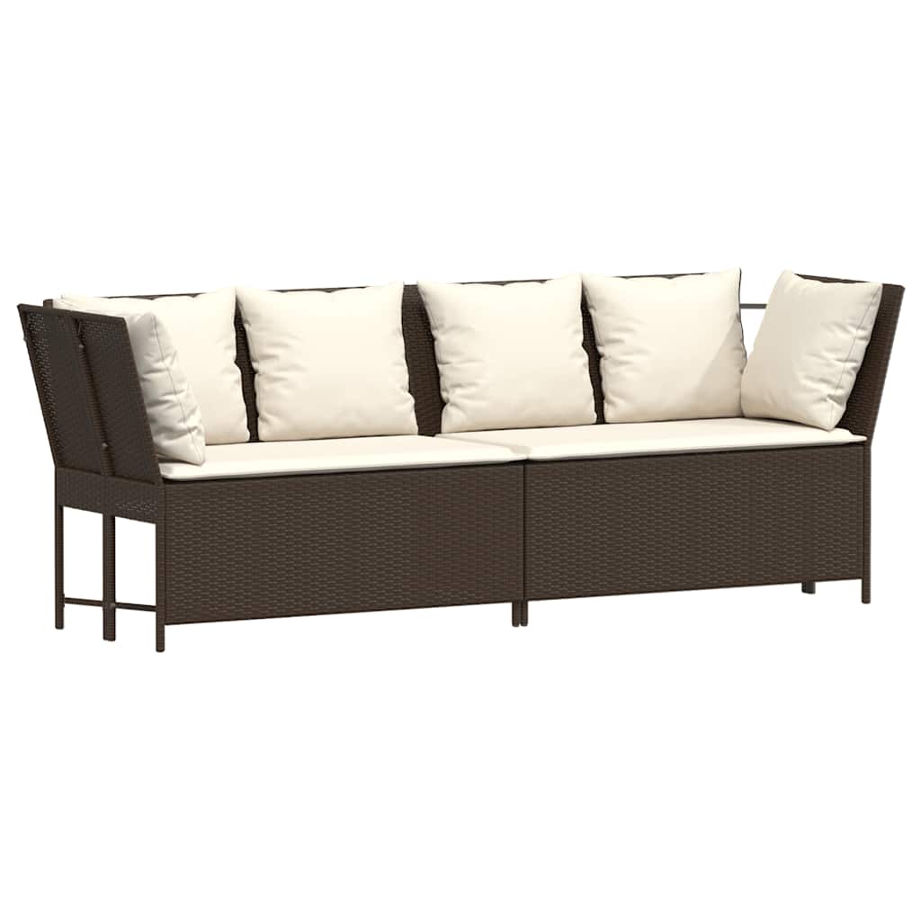 havesofa med hynder polyrattan brun