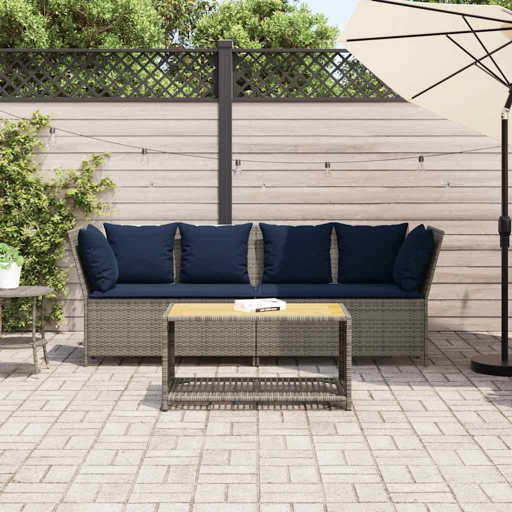 havesofa med hynder polyrattan grå