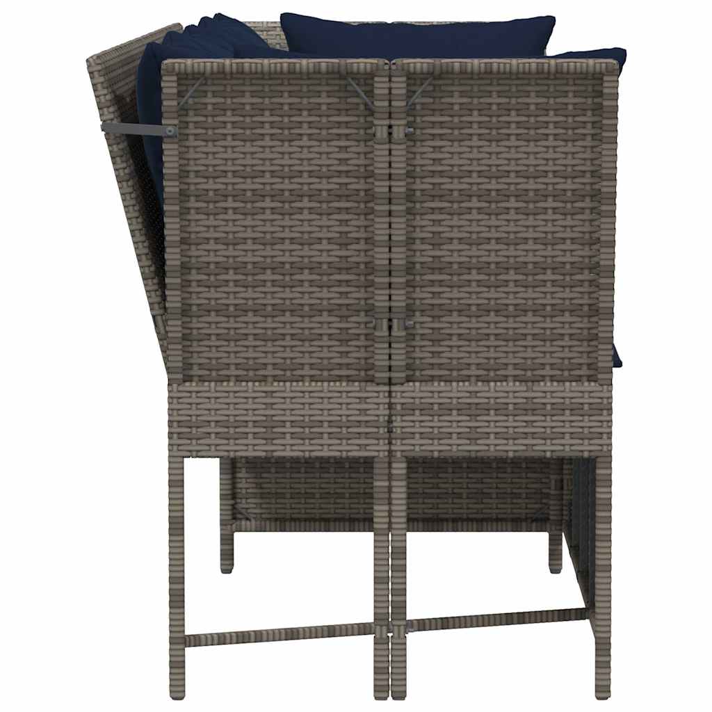 havesofa med hynder polyrattan grå