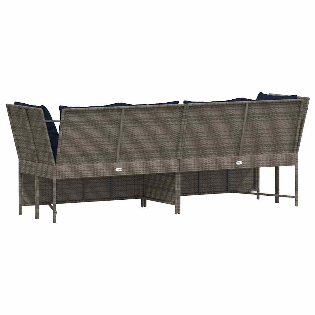 havesofa med hynder polyrattan grå