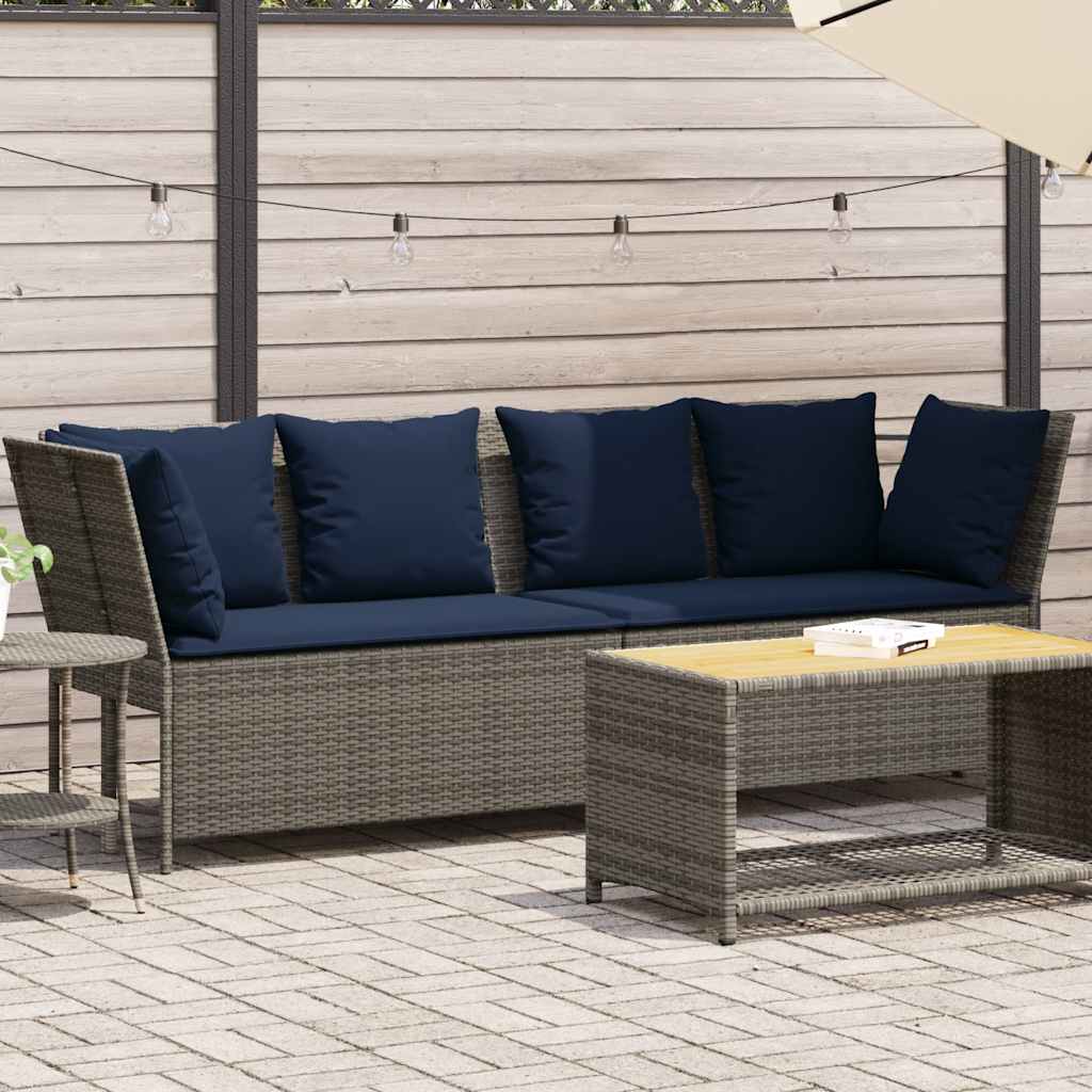 havesofa med hynder polyrattan grå