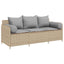 3-personers havesofa med hynder polyrattan beige