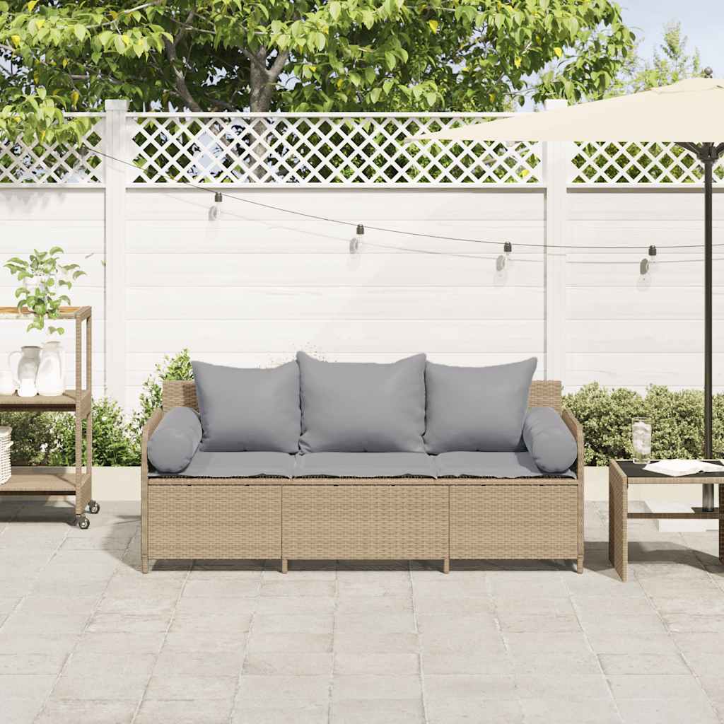 3-personers havesofa med hynder polyrattan beige