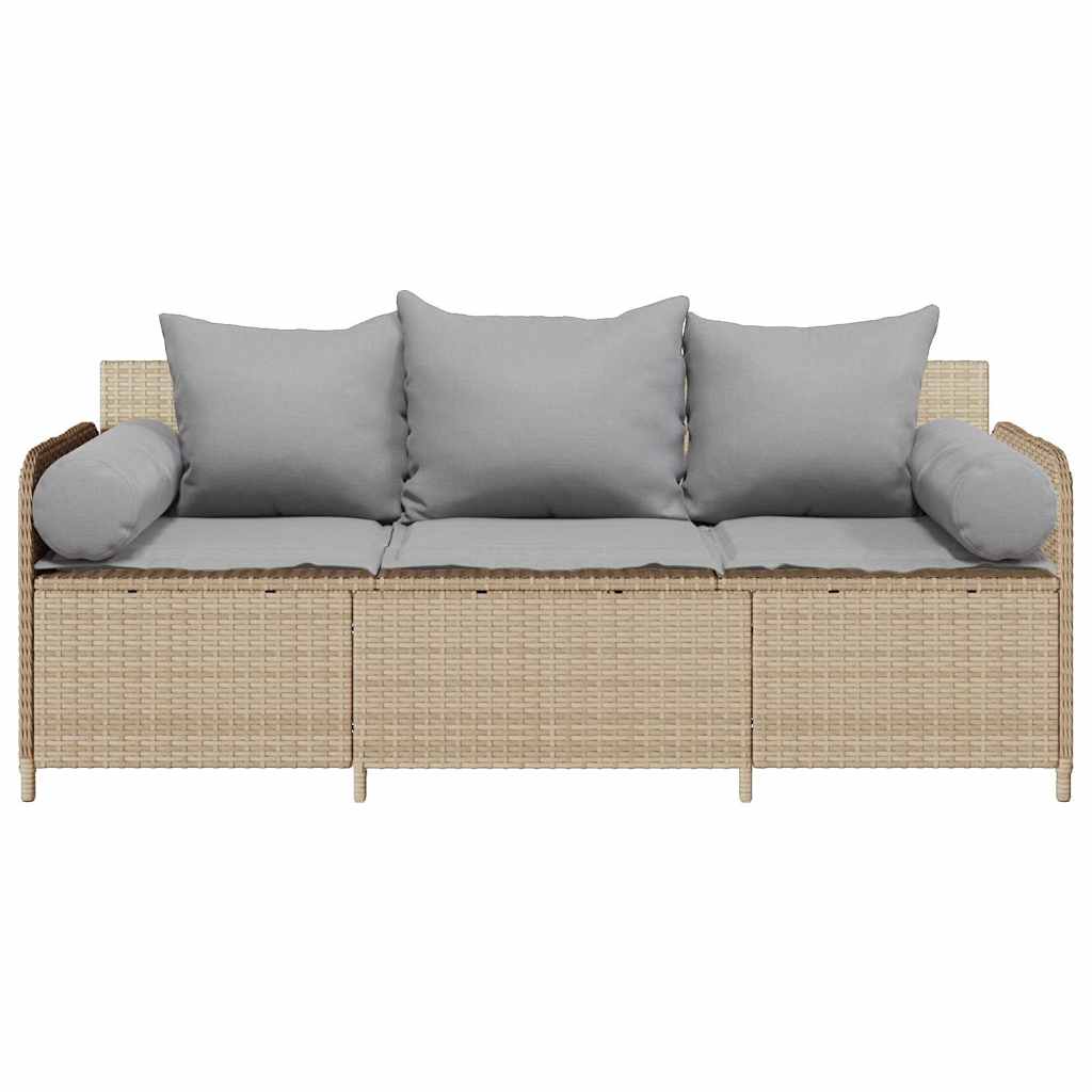 3-personers havesofa med hynder polyrattan beige