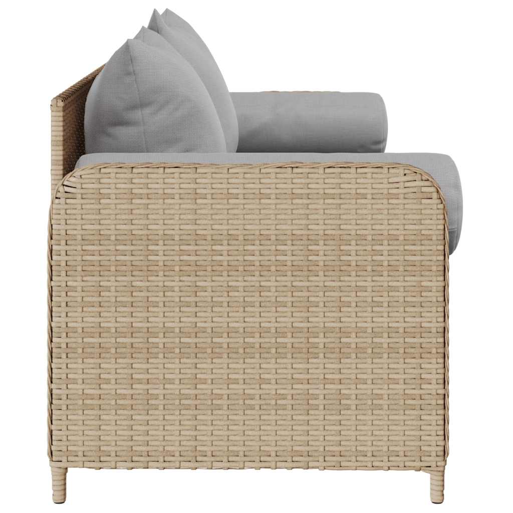 3-personers havesofa med hynder polyrattan beige