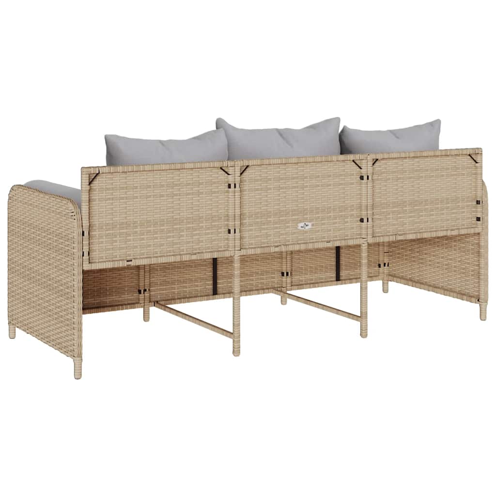 3-personers havesofa med hynder polyrattan beige