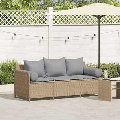 3-personers havesofa med hynder polyrattan beige