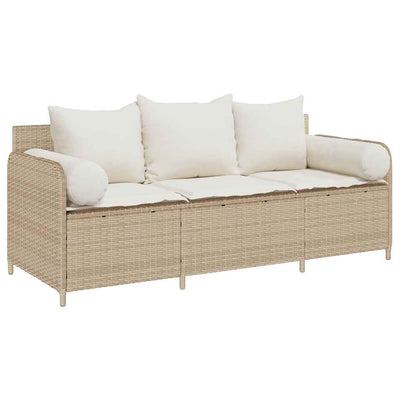 3-personers havesofa med hynder polyrattan beige