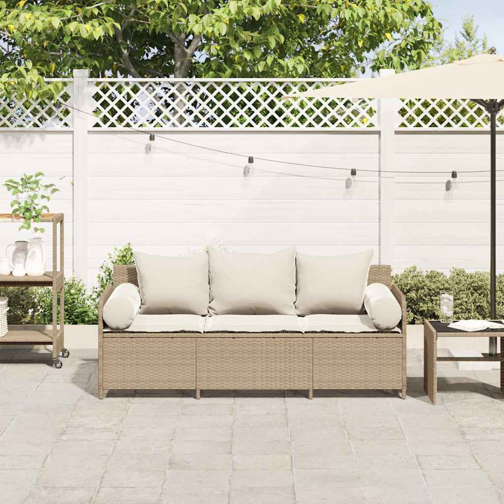 3-personers havesofa med hynder polyrattan beige