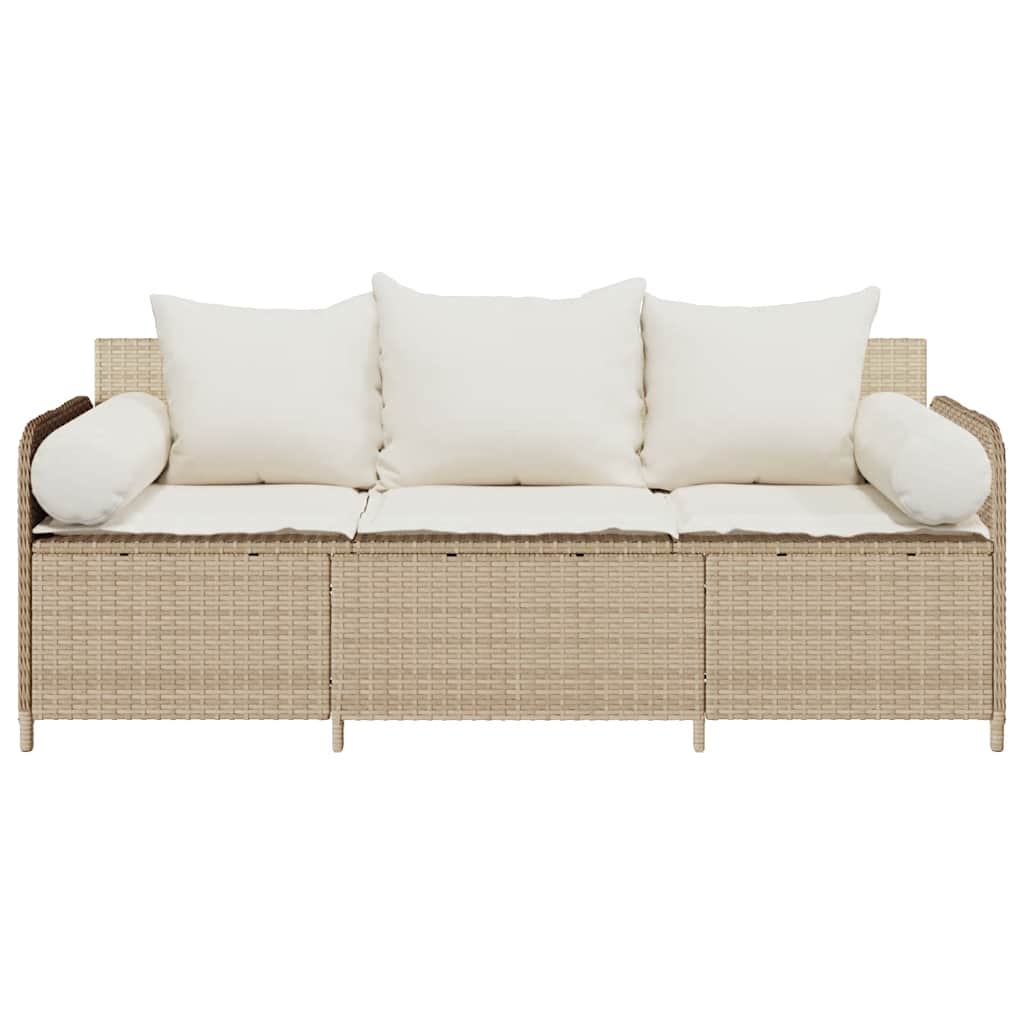3-personers havesofa med hynder polyrattan beige