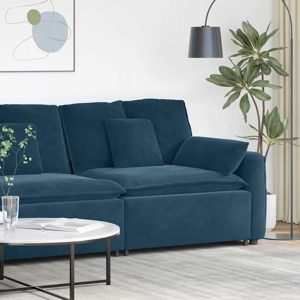 modulopbygget sofaarmlænsendemodul med hynder 100 cm blå