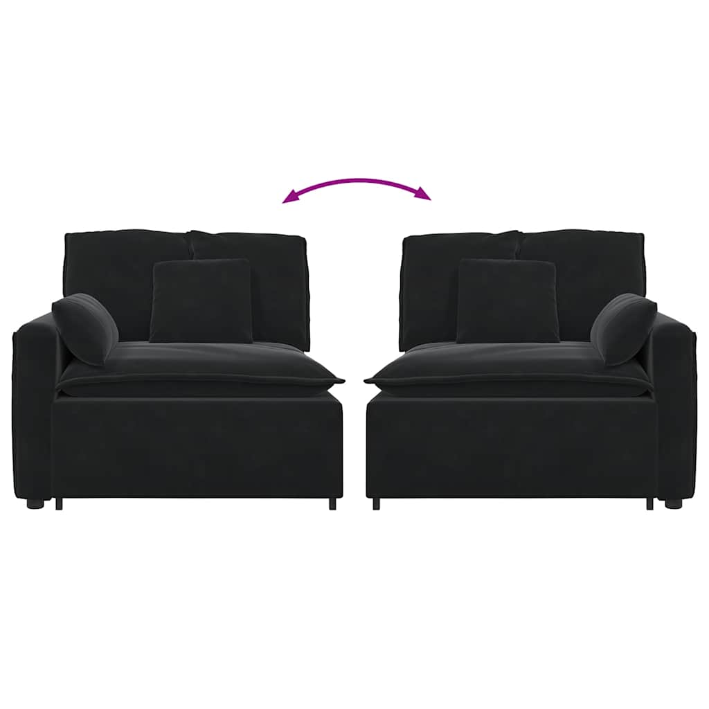 modulopbygget sofaarmlænsendemodul med hynder 100 cm sort